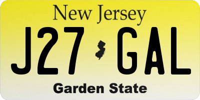 NJ license plate J27GAL