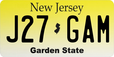 NJ license plate J27GAM