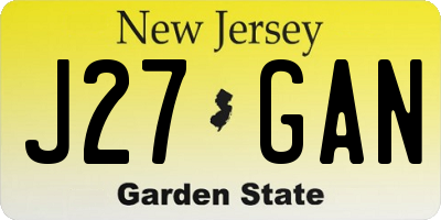 NJ license plate J27GAN