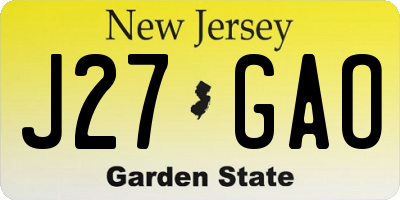NJ license plate J27GAO
