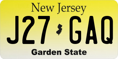 NJ license plate J27GAQ