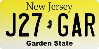 NJ license plate J27GAR