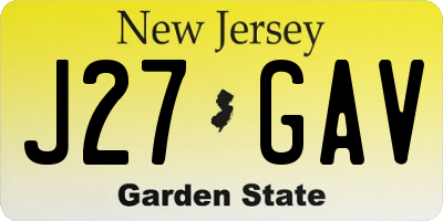NJ license plate J27GAV