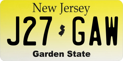 NJ license plate J27GAW