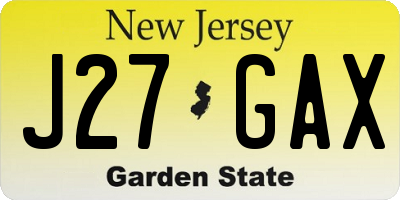 NJ license plate J27GAX