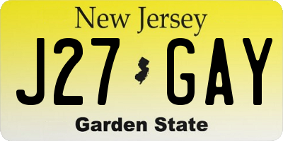 NJ license plate J27GAY