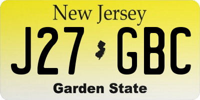 NJ license plate J27GBC