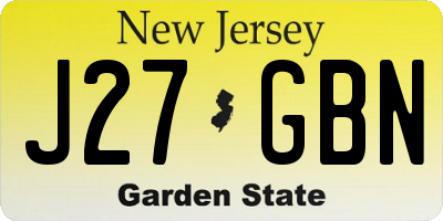 NJ license plate J27GBN