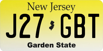 NJ license plate J27GBT