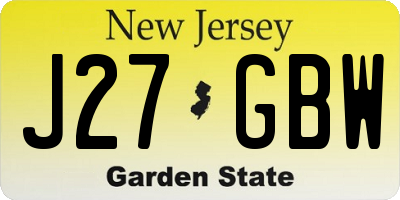NJ license plate J27GBW