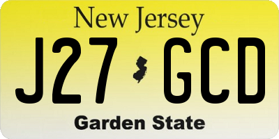 NJ license plate J27GCD