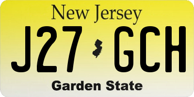 NJ license plate J27GCH