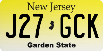 NJ license plate J27GCK