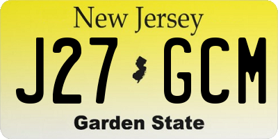 NJ license plate J27GCM