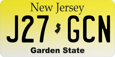 NJ license plate J27GCN