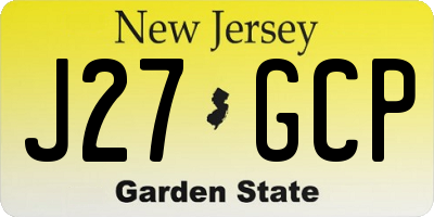 NJ license plate J27GCP