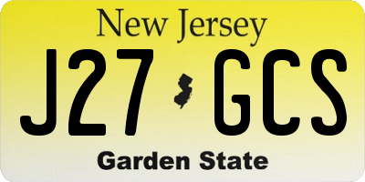 NJ license plate J27GCS