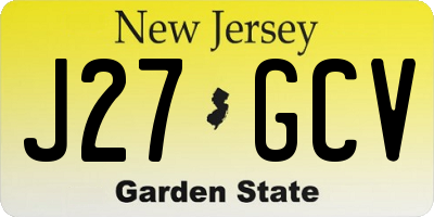 NJ license plate J27GCV