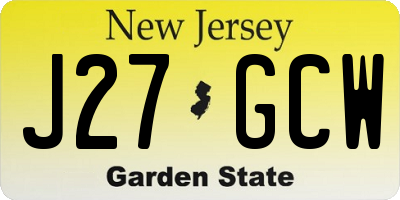 NJ license plate J27GCW