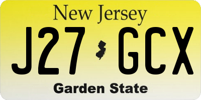 NJ license plate J27GCX