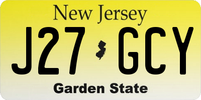 NJ license plate J27GCY