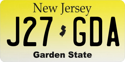 NJ license plate J27GDA