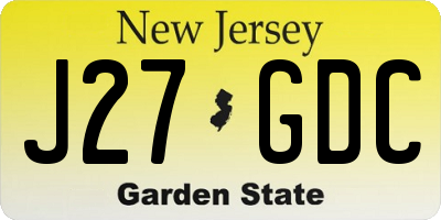 NJ license plate J27GDC
