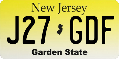NJ license plate J27GDF