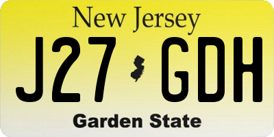 NJ license plate J27GDH