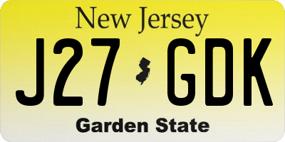 NJ license plate J27GDK