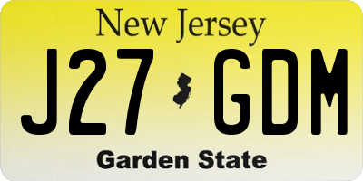 NJ license plate J27GDM
