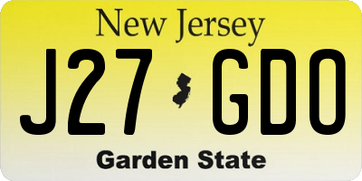 NJ license plate J27GDO