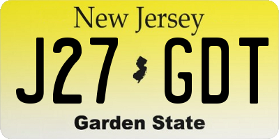 NJ license plate J27GDT