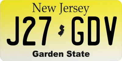 NJ license plate J27GDV