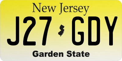 NJ license plate J27GDY