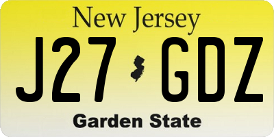 NJ license plate J27GDZ