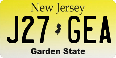 NJ license plate J27GEA