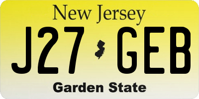 NJ license plate J27GEB