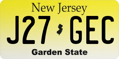 NJ license plate J27GEC
