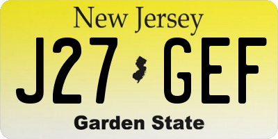 NJ license plate J27GEF