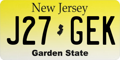 NJ license plate J27GEK