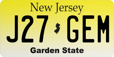 NJ license plate J27GEM