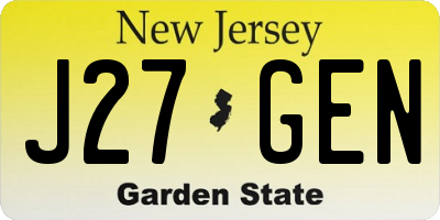 NJ license plate J27GEN