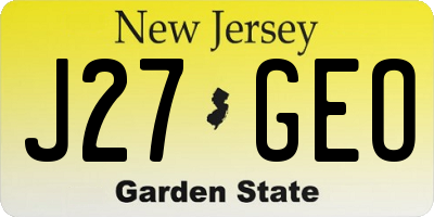 NJ license plate J27GEO