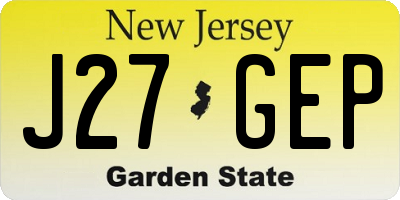 NJ license plate J27GEP