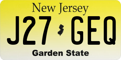 NJ license plate J27GEQ