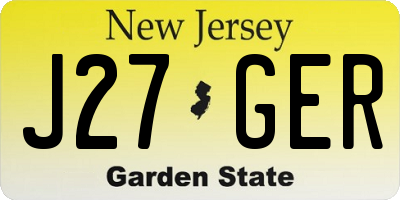 NJ license plate J27GER