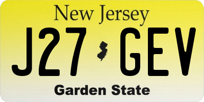 NJ license plate J27GEV