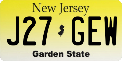 NJ license plate J27GEW