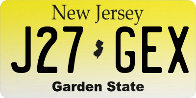 NJ license plate J27GEX